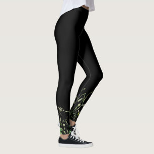 Wildblume an der schwarzen Grenze Leggings