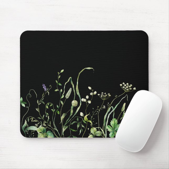 Wildblume an der schwarzen Grenze Mousepad (Mit Mouse)