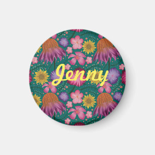 Wildblume Aquamarin Bläschen Personalisiert Magnet