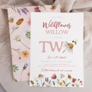 Wildblume Aquarell 2. Geburtstag Party Einladung