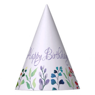 Wildblume Aquarell Blumengebirge erster Geburtstag Partyhütchen