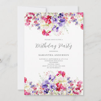 Wildblume Aquarell Blumengeburt Einladung