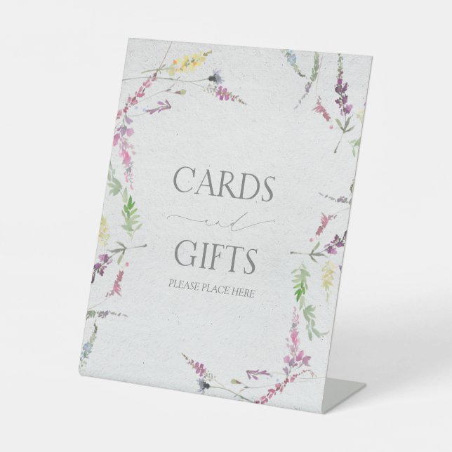 Wildblume Aquarell Blumengeschenk Brautparty Sockelschild (Vorderseite)