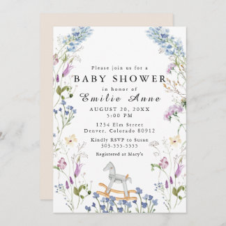 Wildblume Aquarell Soft Print Baby Dusche Einladung