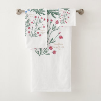 Wildblume Aquarellbogen Vintages Blumenmuster Badhandtuch Set