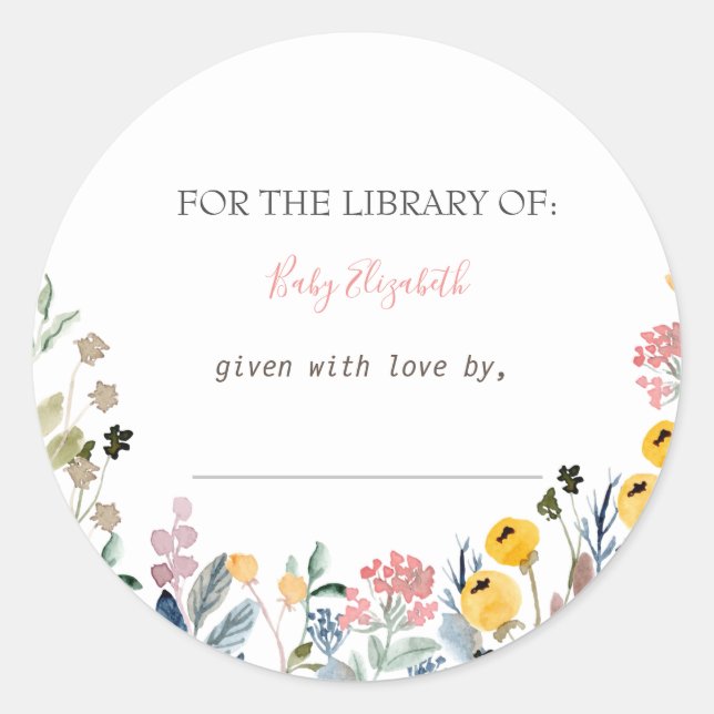 Wildblume Aquarellfarben Ankündigung der Schwanger Runder Aufkleber (Vorderseite)