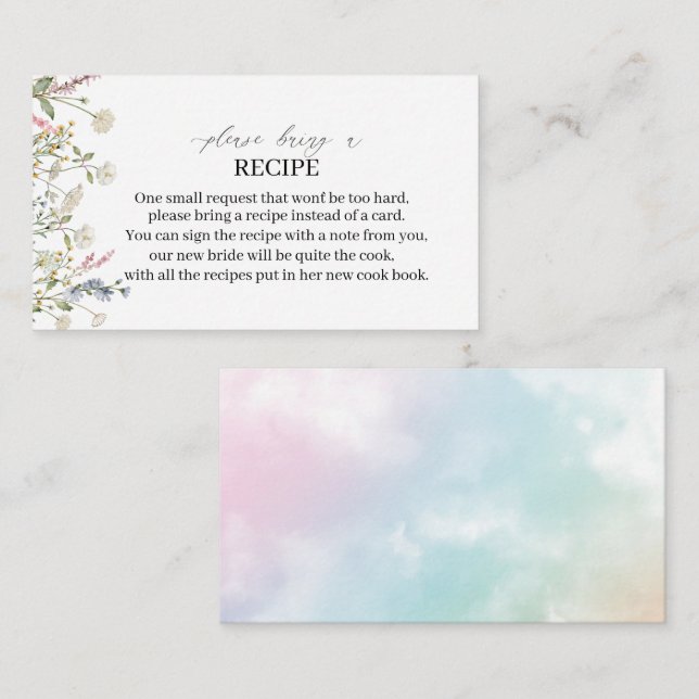 Wildblume Aquarellfarben Bitte eine Rezept-Karte m Begleitkarte (Vorne/Hinten)
