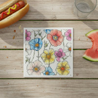 Wildblume Aquarellfarben Pastellblau, rosa, gelb