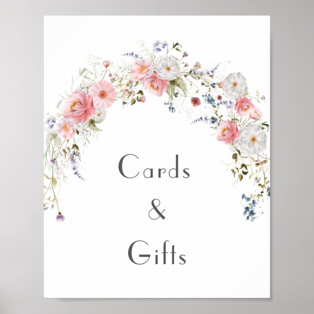 Wildblume Arc Pink White Wedding Cards & Gifts Poster (Vorne)