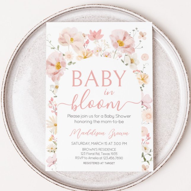 Wildblume Arch Baby in Bloom Baby Dusche Einladung (Wildflower Baby in Bloom Baby Shower Invitation
)