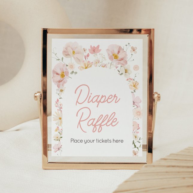 Wildblume Arch Baby in Bloom Diaper Raffle Poster (Boho Arch Wildflower Baby in Bloom Baby Shower Diaper Raffle Sign)