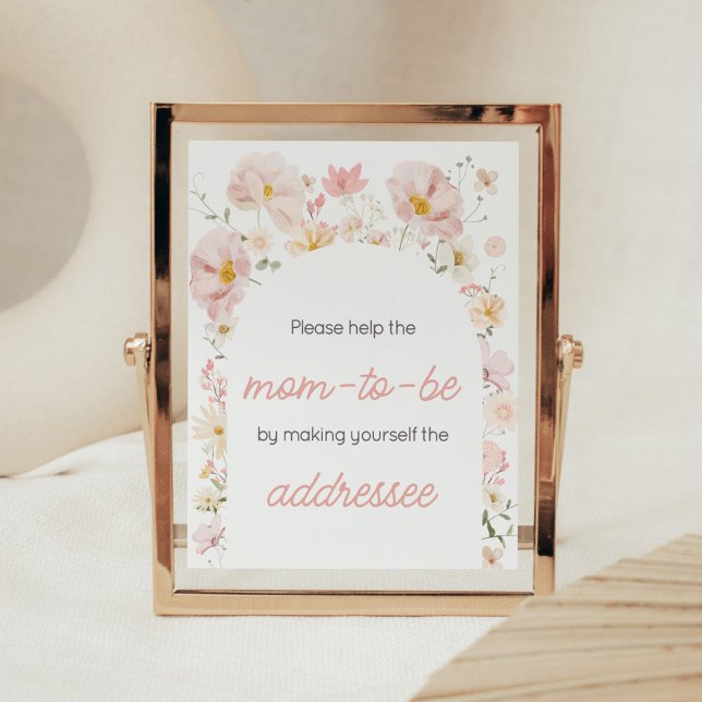 Wildblume Arch Baby in Bloom Envelope Station Poster (Boho Arch Wildflower Baby in Bloom Baby Shower Envelope Station Sign)