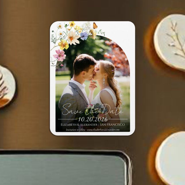 Wildblume Arch | Boho Foto Save the Date Magnet (Von Creator hochgeladen)