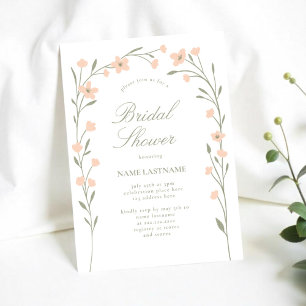 Wildblume-Arch-Brautparty mit einfachem Pinsel Einladung
