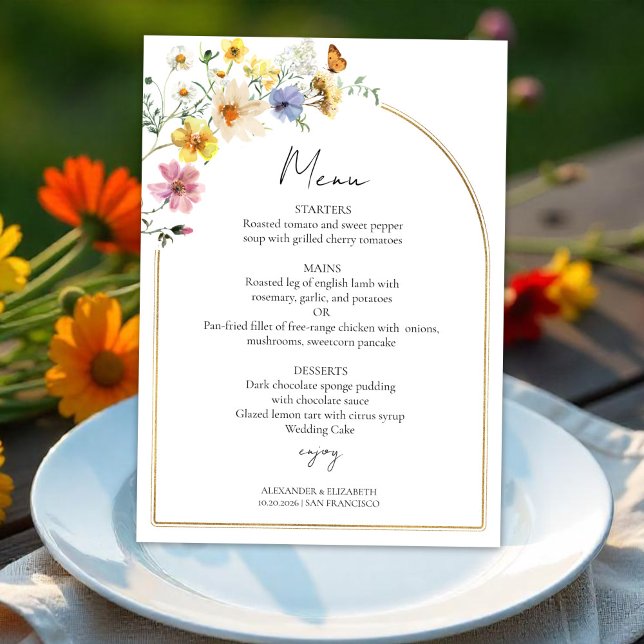Wildblume Arch Gold | Boho Wedding Menu Card Einladung (Von Creator hochgeladen)