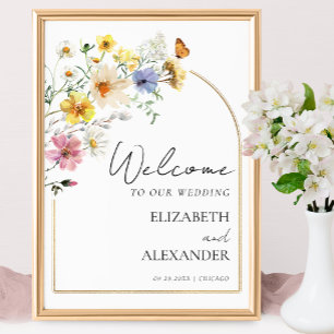 Wildblume Arch Gold   Boho Wedding Welcome Sign Poster