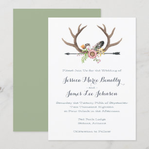 Wildblume Arrow and Antlers Wedding Einladung