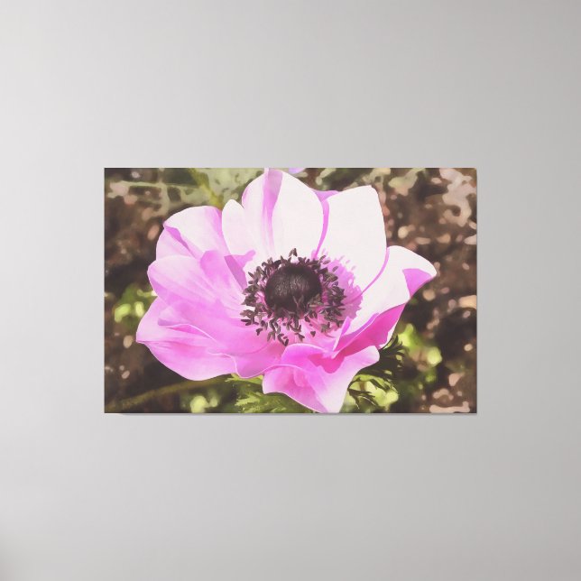 Wildblume Artistic Pastel Pink Anemone Leinwanddruck (Vorderseite)