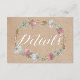 Wildblume auf der Kraft Country Wedding Detail Begleitkarte