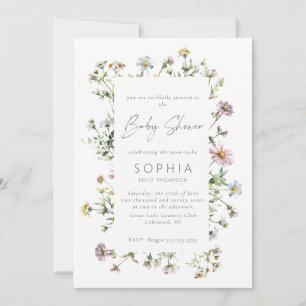 Wildblume auf der Wiese, zarte Kinderdusche Einladung