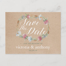 Wildblume auf Kraft Land Save the Date Ankündigungspostkarte
