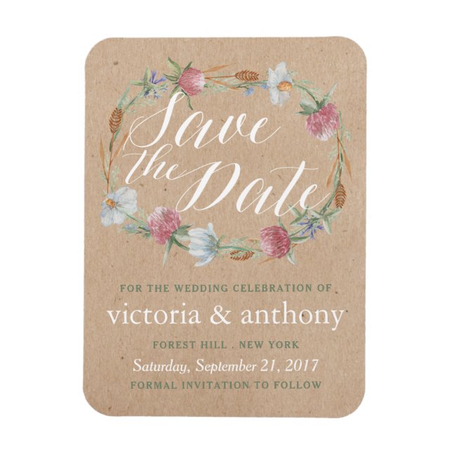 Wildblume auf Kraft Land Save the Date Magnet (Vertikal)