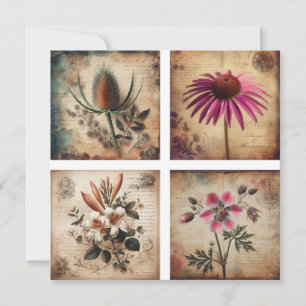Wildblume auf vintage, abgenutztem Hintergrund Feiertagskarte
