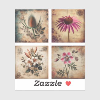 Wildblume auf Vintagem Hintergrund Aufkleber