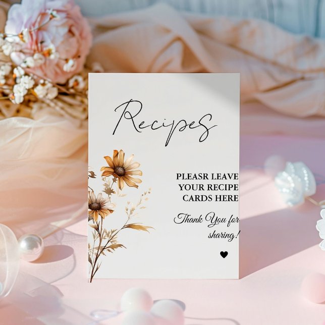 Wildblume auf Wiese Verlasse Ihr Rezept-Brautparty Sockelschild (Von Creator hochgeladen)