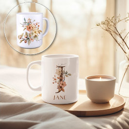 Wildblume Autumn Garden Monogram Letter J Kaffeetasse
