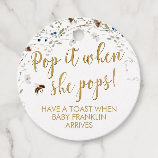 Wildblume Baby Bee Pop es, wenn sie Pop Geschenkanhänger (Vorderseite)