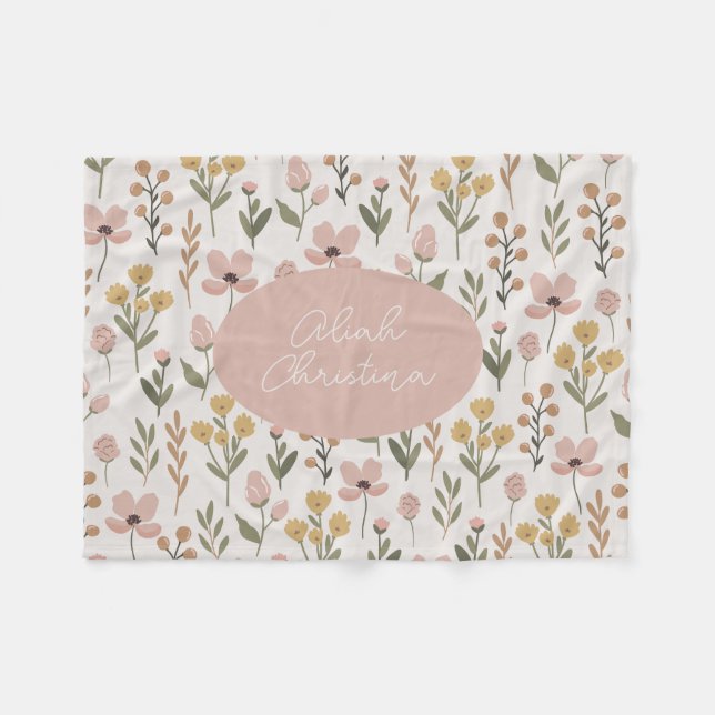Wildblume Baby Blanket Personalisiertes Kinderzimm Fleecedecke (Vorderseite (Horizontal))