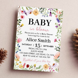 Wildblume Baby Dusche Einladung Baby in Blühen
