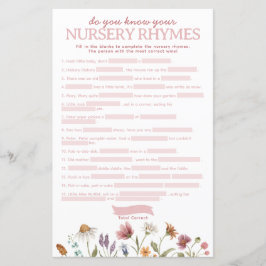 Wildblume Baby Dusche Kinderzimmer Rhyme Game