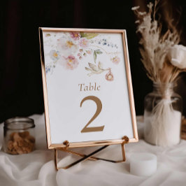 Wildblume Baby Dusche Tischnummer Card