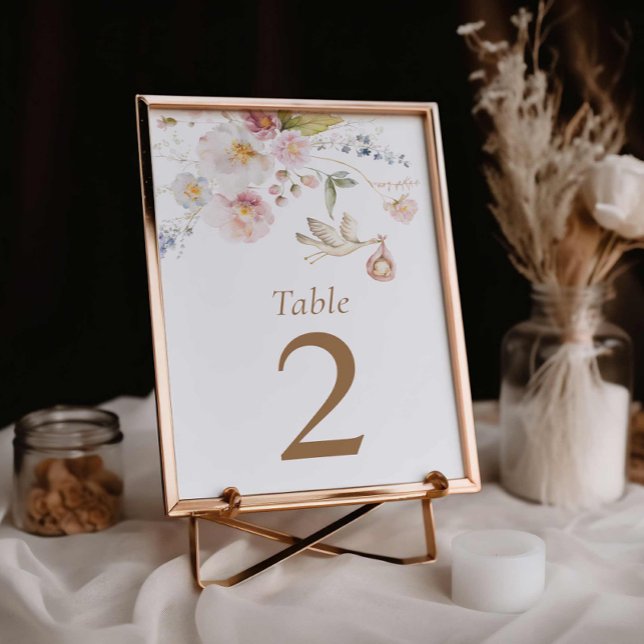 Wildblume Baby Dusche Tischnummer Card (Wildflower Baby Shower Table Number)