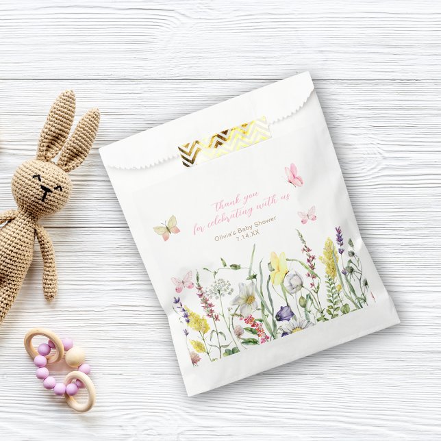 Wildblume Baby Dusche Vielen Dank für die Taschen Geschenktütchen (Von Creator hochgeladen)