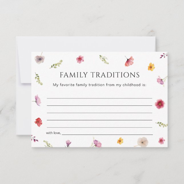 Wildblume Baby Duwer Family Traditionskarte Einladung (Vorderseite)