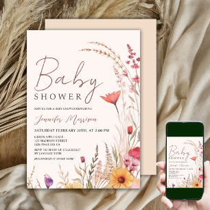 Wildblume Baby Duwer Gender Neutral Boho Einladung