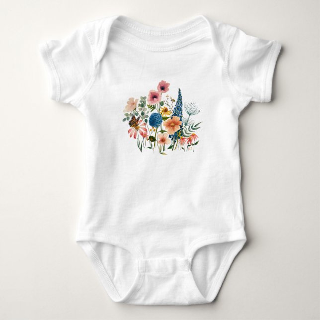 Wildblume Baby einmal Baby Strampler (Vorderseite)