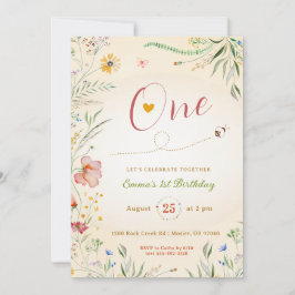 Wildblume Baby Girl 1. Einladung