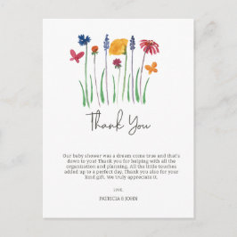 Wildblume Baby Girl Babydusche Danke Postkarte