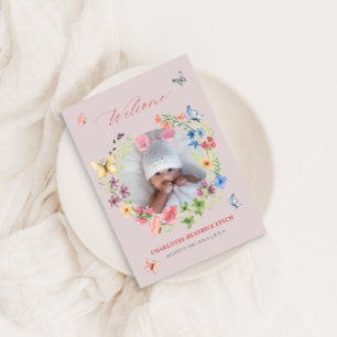 Wildblume Baby Girl Foto Birth Ankündigung