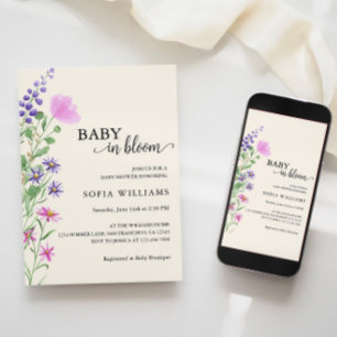 Wildblume Baby in Bloom Baby Dusche Einladung