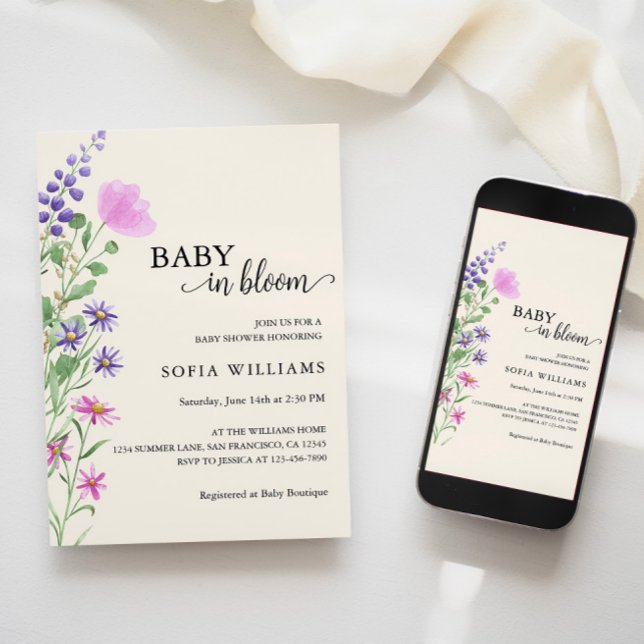 Wildblume Baby in Bloom Baby Dusche Einladung (Von Creator hochgeladen)