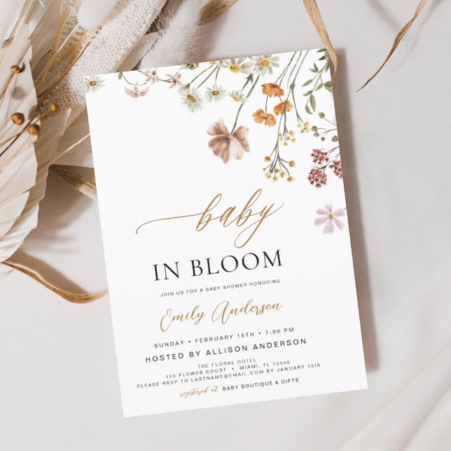 Wildblume Baby in Bloom Baby Dusche Einladung (Von Creator hochgeladen)