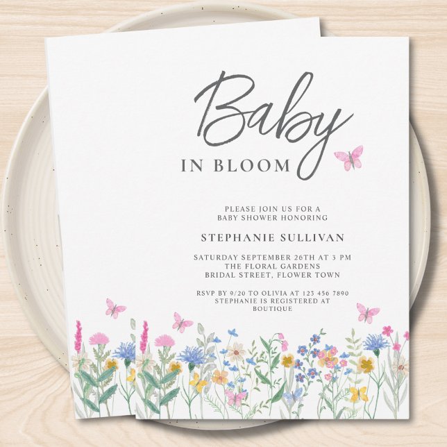 Wildblume Baby in Bloom Baby Dusche Einladung (Von Creator hochgeladen)