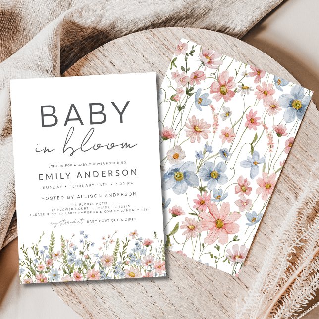 Wildblume Baby in Bloom Baby Dusche farbenfroh Einladung (Von Creator hochgeladen)