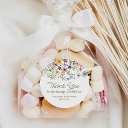 Wildblume Baby in Bloom Baby Dusche Gefallen Tag Runder Aufkleber