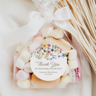 Wildblume Baby in Bloom Baby Dusche Gefallen Tag Runder Aufkleber